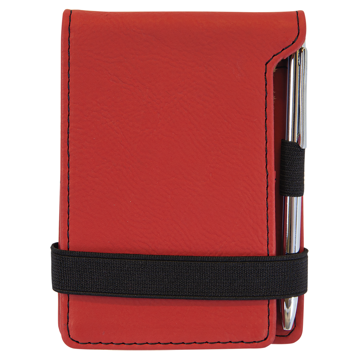 Red with Black Engraving Mini Notepad with Pen - Laser Engraved Leatherette