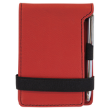 Red with Black Engraving Mini Notepad with Pen - Laser Engraved Leatherette
