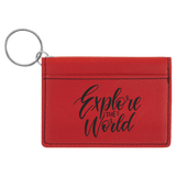 Red with Black Engraving Keychain ID Holder - Laser Engraved Leatherette