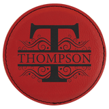 Red with Black Engraving Round Single Coaster - Laser Engraved Gift