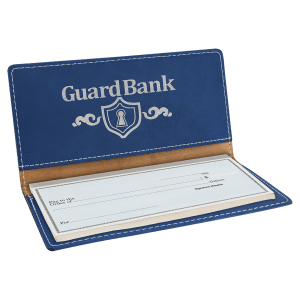 Blue with Silver Engraving Checkbook Cover - Laser Engraved Leatherette