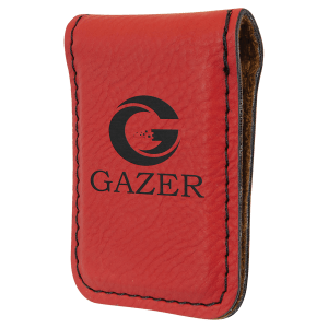 Red with Black Engraving Money Clip - Laser Engraved Leatherette