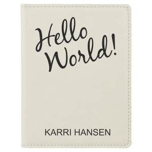 White with Black Engraving Passport Holder - Laser Engraved Leatherette