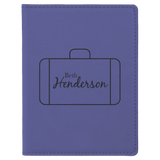 Purple with Black Engraving Passport Holder - Laser Engraved Leatherette
