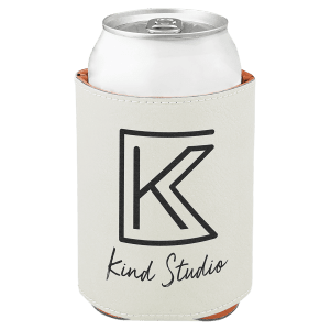 White with Black Engraving Beverage Holder - Laser Engraved Corporate Gift
