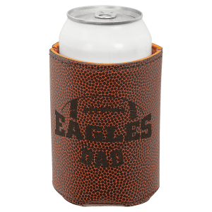Football with Black Engraving Beverage Holder - Laser Engraved Corporate Gift