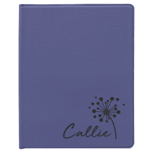 Purple with Black Engraving Portfolio with Notepad - Laser Engraved Leatherette