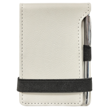 White with Black Engraving Mini Notepad with Pen - Laser Engraved Leatherette