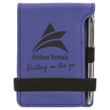 Purple with Black Engraving Mini Notepad with Pen - Laser Engraved Leatherette