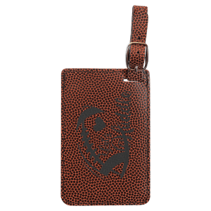 Football with Black Engraving Luggage Tag - Laser Engraved Leatherette