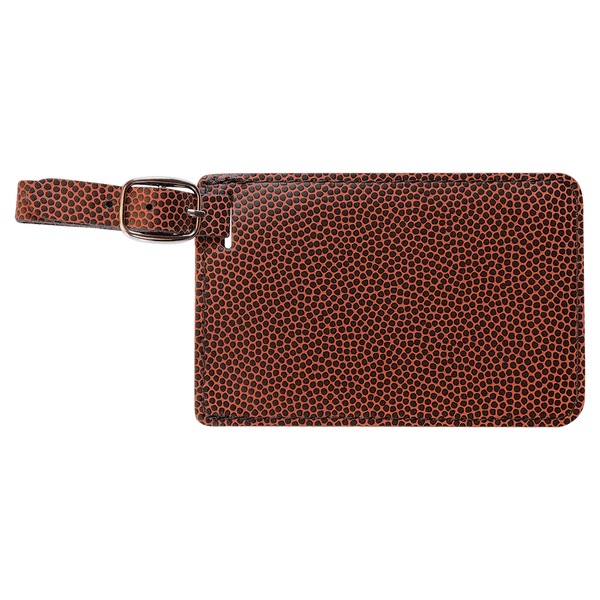 Football with Black Engraving Luggage Tag - Laser Engraved Leatherette