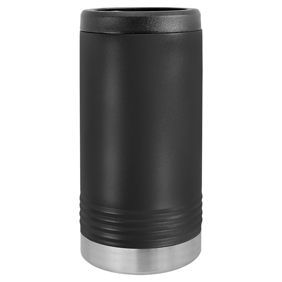 Black with Silver Engraving Slim Beverage Holder Tumbler - Laser Engraved Drinkware