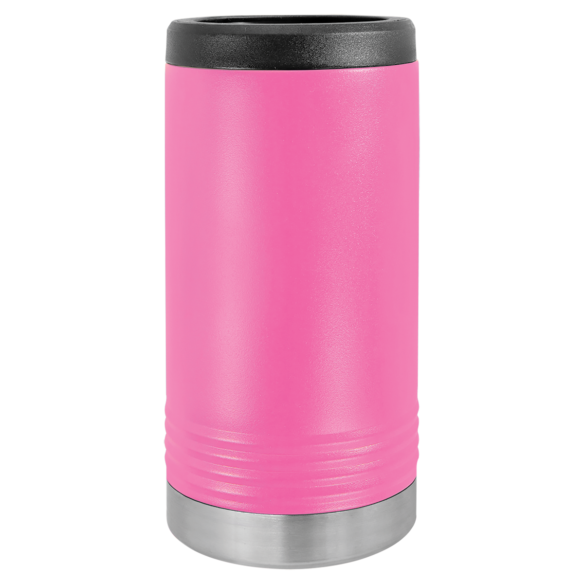Pink with Silver Engraving Slim Beverage Holder Tumbler - Laser Engraved Drinkware
