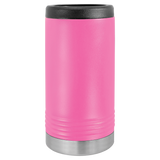 Pink with Silver Engraving Slim Beverage Holder Tumbler - Laser Engraved Drinkware