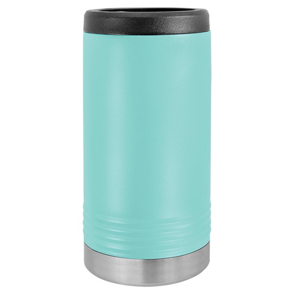Teal with Silver Engraving Slim Beverage Holder Tumbler - Laser Engraved Drinkware