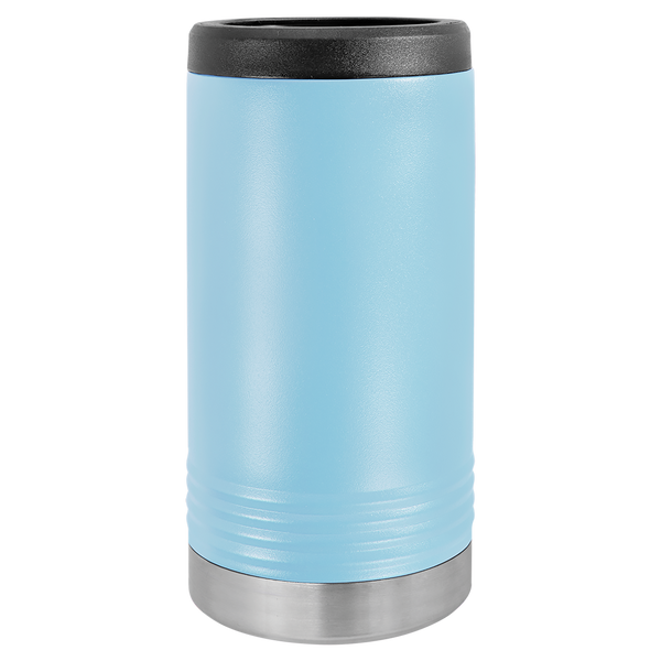 Light Blue with Silver Engraving Slim Beverage Holder Tumbler - Laser Engraved Drinkware