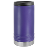 Purple with Silver Engraving Slim Beverage Holder Tumbler - Laser Engraved Drinkware