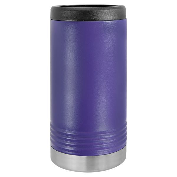 Purple with Silver Engraving Slim Beverage Holder Tumbler - Laser Engraved Drinkware