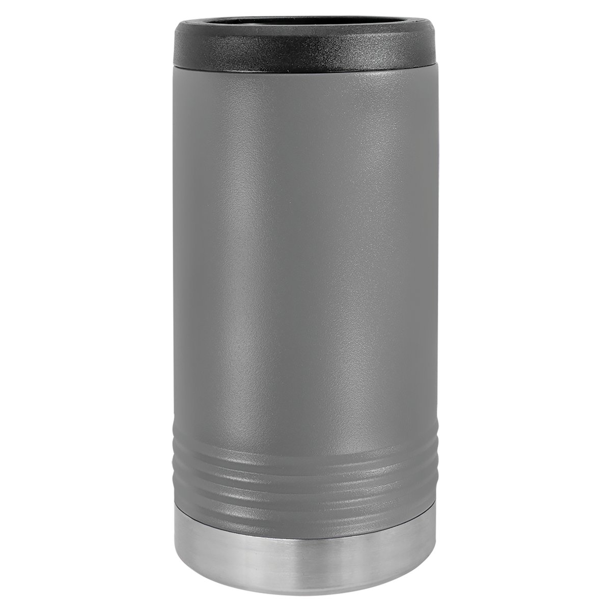 Dark Gray with Silver Engraving Slim Beverage Holder Tumbler - Laser Engraved Drinkware