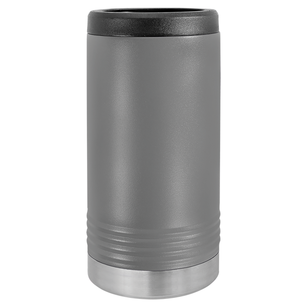 Dark Gray with Silver Engraving Slim Beverage Holder Tumbler - Laser Engraved Drinkware