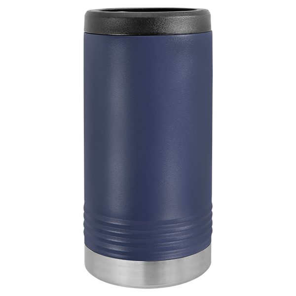 Navy Blue with Silver Engraving Slim Beverage Holder Tumbler - Laser Engraved Drinkware