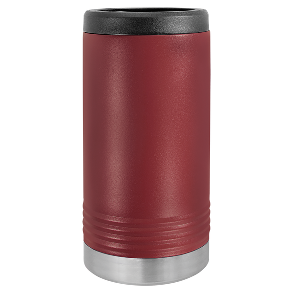 Maroon with Silver Engraving Slim Beverage Holder Tumbler - Laser Engraved Drinkware