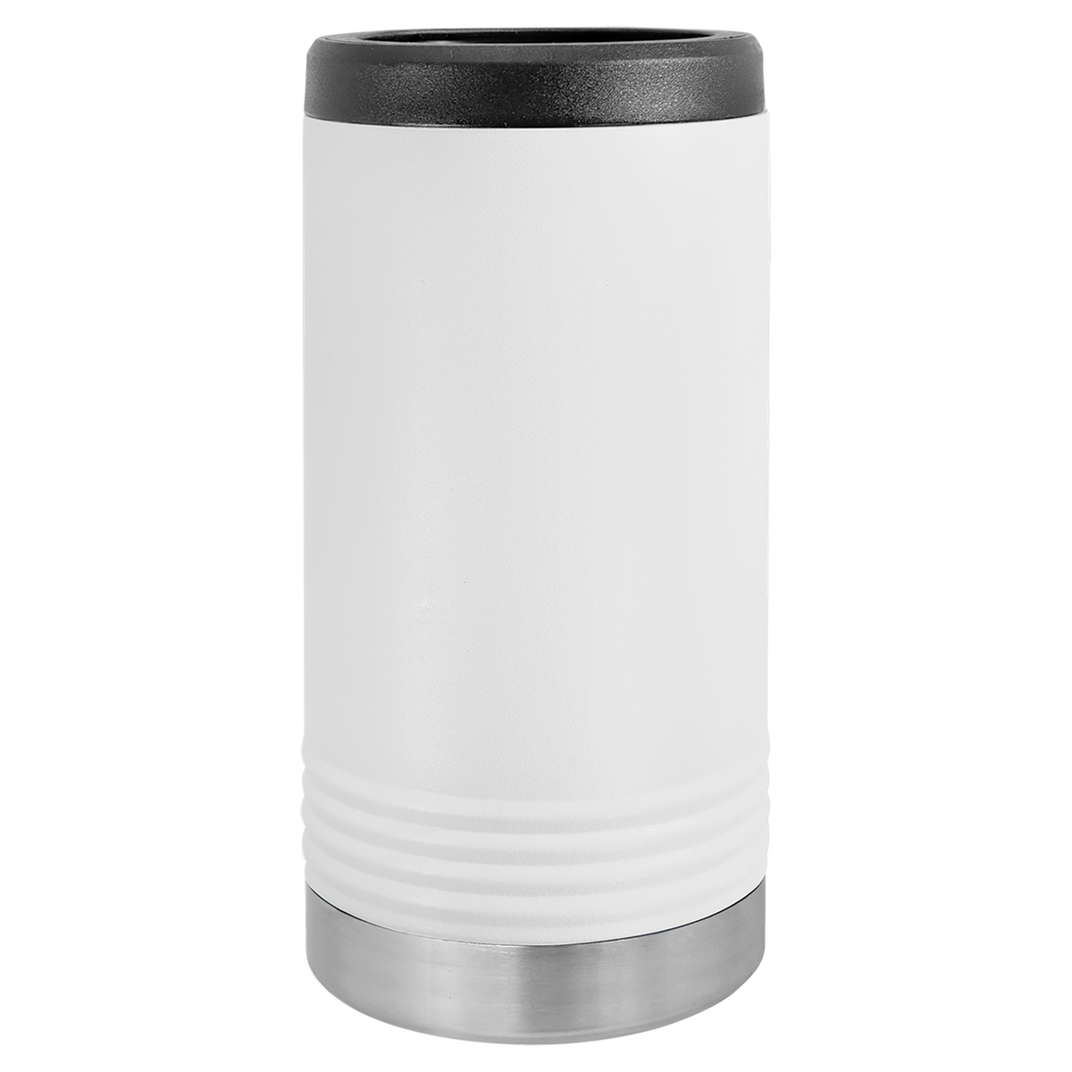 White with Silver Engraving Slim Beverage Holder Tumbler - Laser Engraved Drinkware