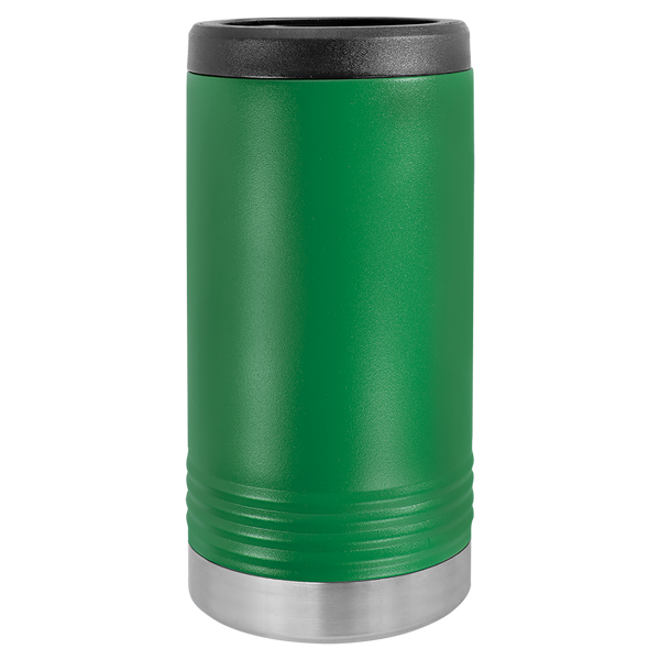 Green with Silver Engraving Slim Beverage Holder Tumbler - Laser Engraved Drinkware