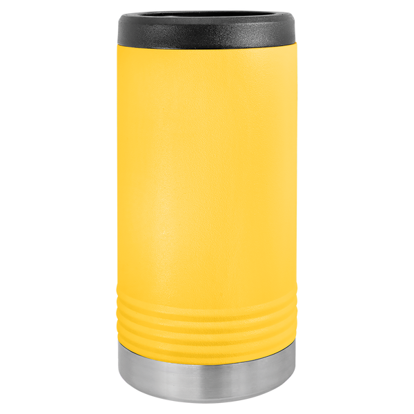 Yellow with Silver Engraving Slim Beverage Holder Tumbler - Laser Engraved Drinkware