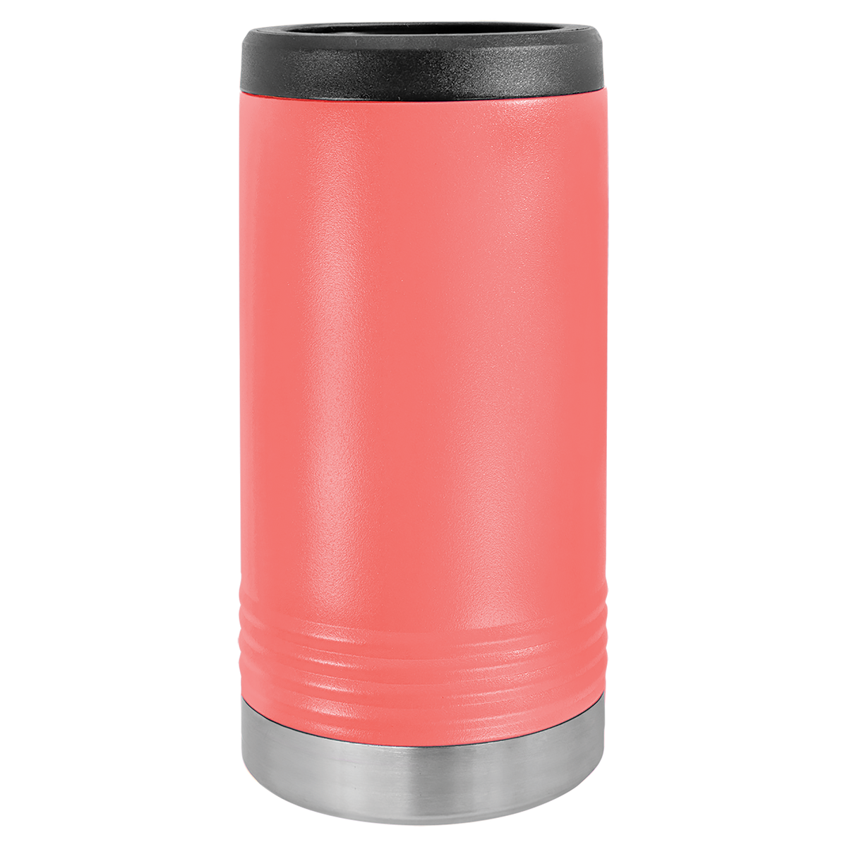 Coral with Silver Engraving Slim Beverage Holder Tumbler - Laser Engraved Drinkware