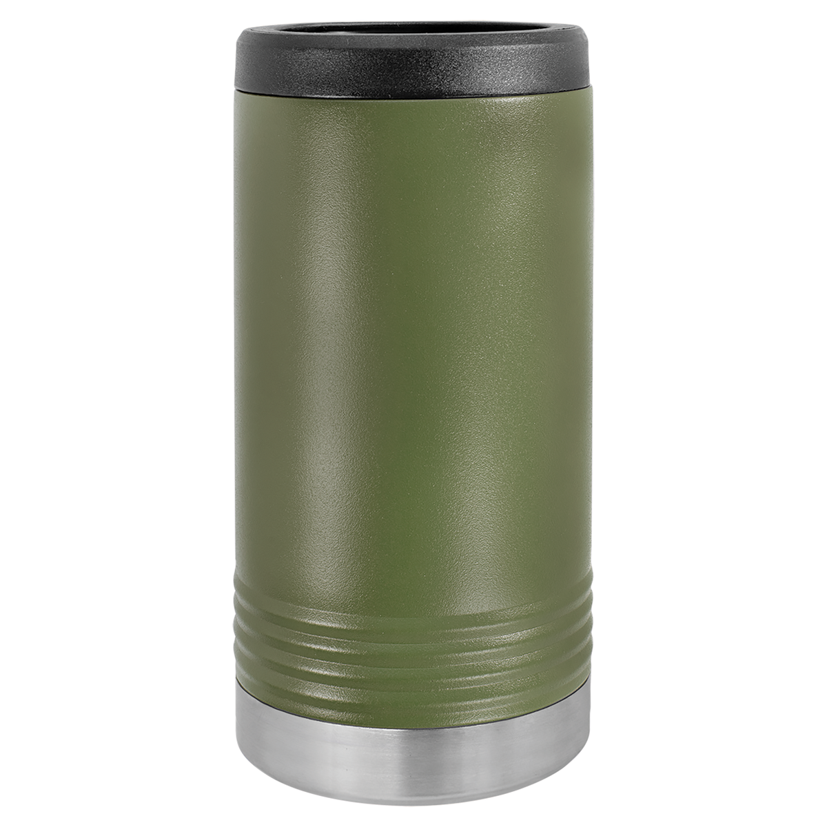 Olive Green with Silver Engraving Slim Beverage Holder Tumbler - Laser Engraved Drinkware