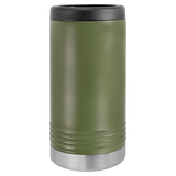 Olive Green with Silver Engraving Slim Beverage Holder Tumbler - Laser Engraved Drinkware