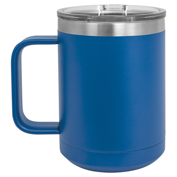 Royal Blue with Silver Engraving 15 Oz Coffee Mug - Laser Engraved Drinkware