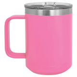 Pink with Silver Engraving 15 Oz Coffee Mug - Laser Engraved Drinkware