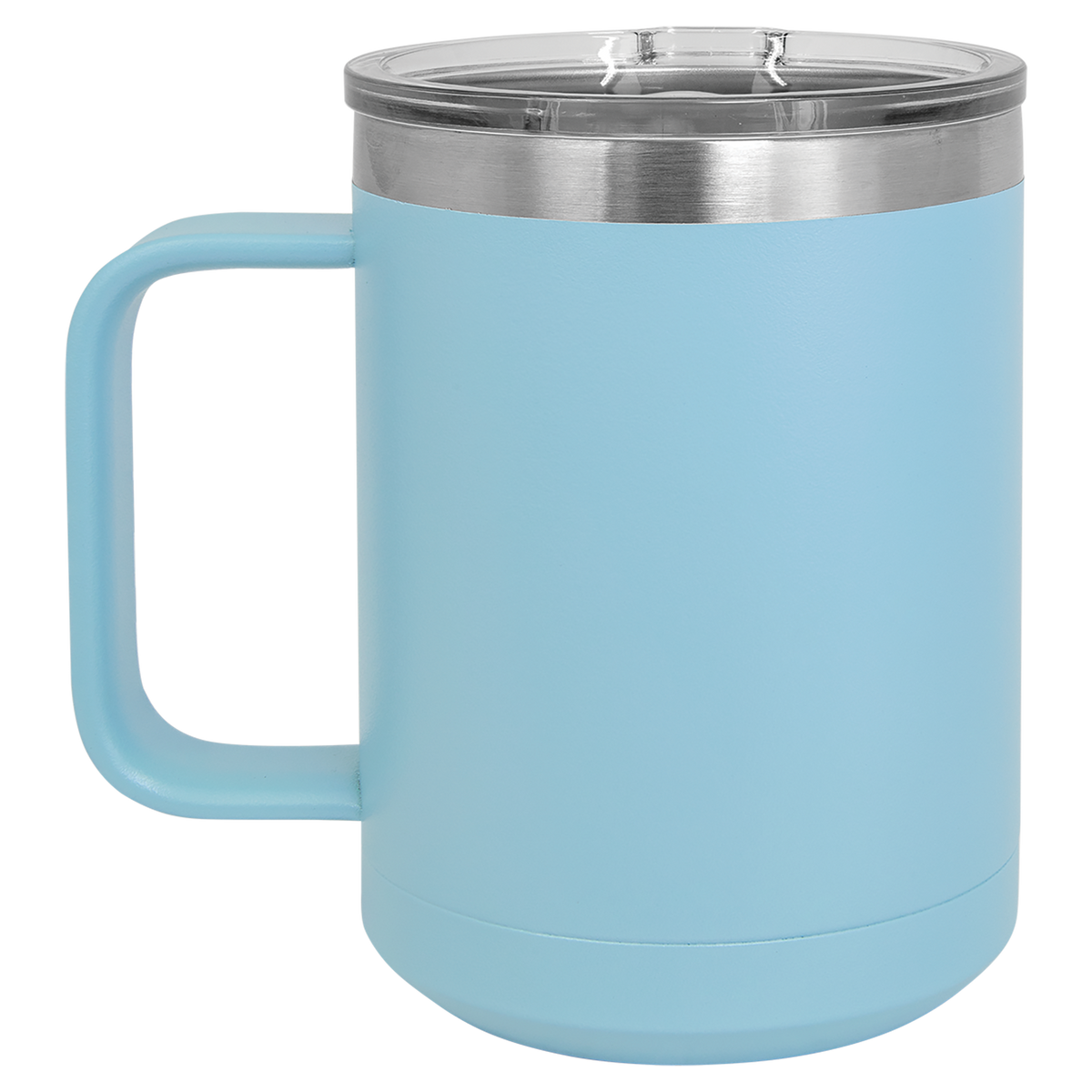 Light Blue with Silver Engraving 15 Oz Coffee Mug - Laser Engraved Drinkware