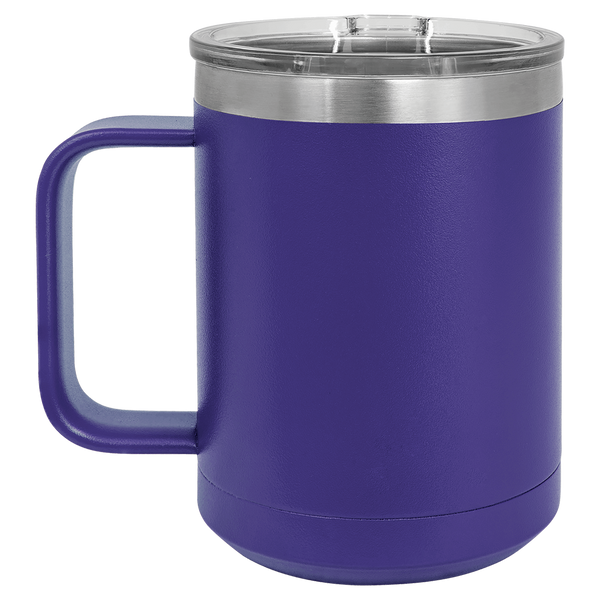 Purple with Silver Engraving 15 Oz Coffee Mug - Laser Engraved Drinkware