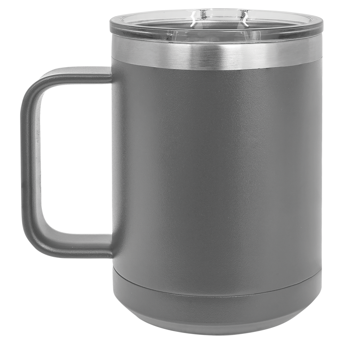 Dark Gray with Silver Engraving 15 Oz Coffee Mug - Laser Engraved Drinkware