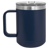 Navy Blue with Silver Engraving 15 Oz Coffee Mug - Laser Engraved Drinkware