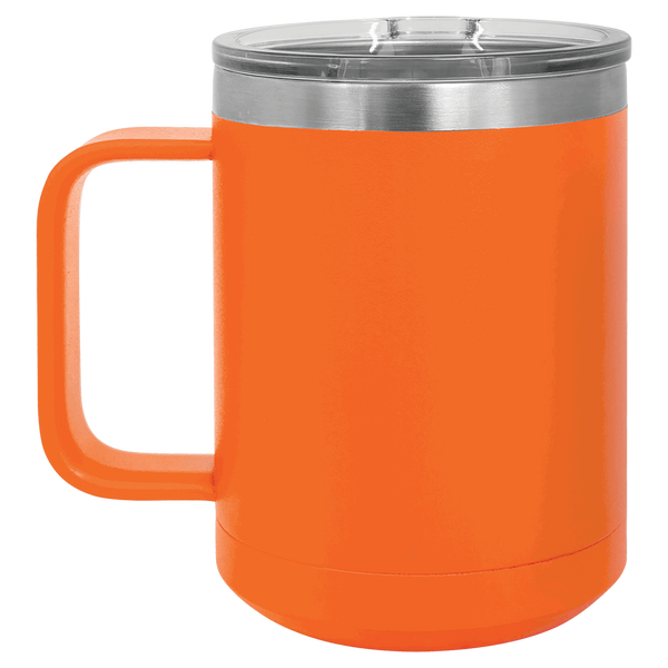Orange with Silver Engraving 15 Oz Coffee Mug - Laser Engraved Drinkware