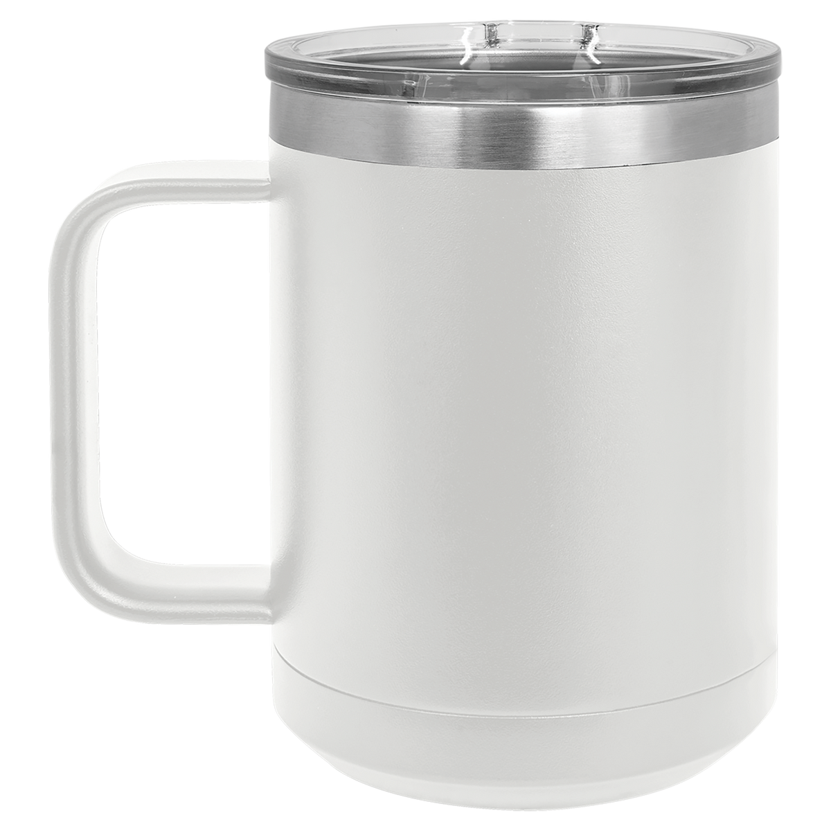 White with Silver Engraving 15 Oz Coffee Mug - Laser Engraved Drinkware