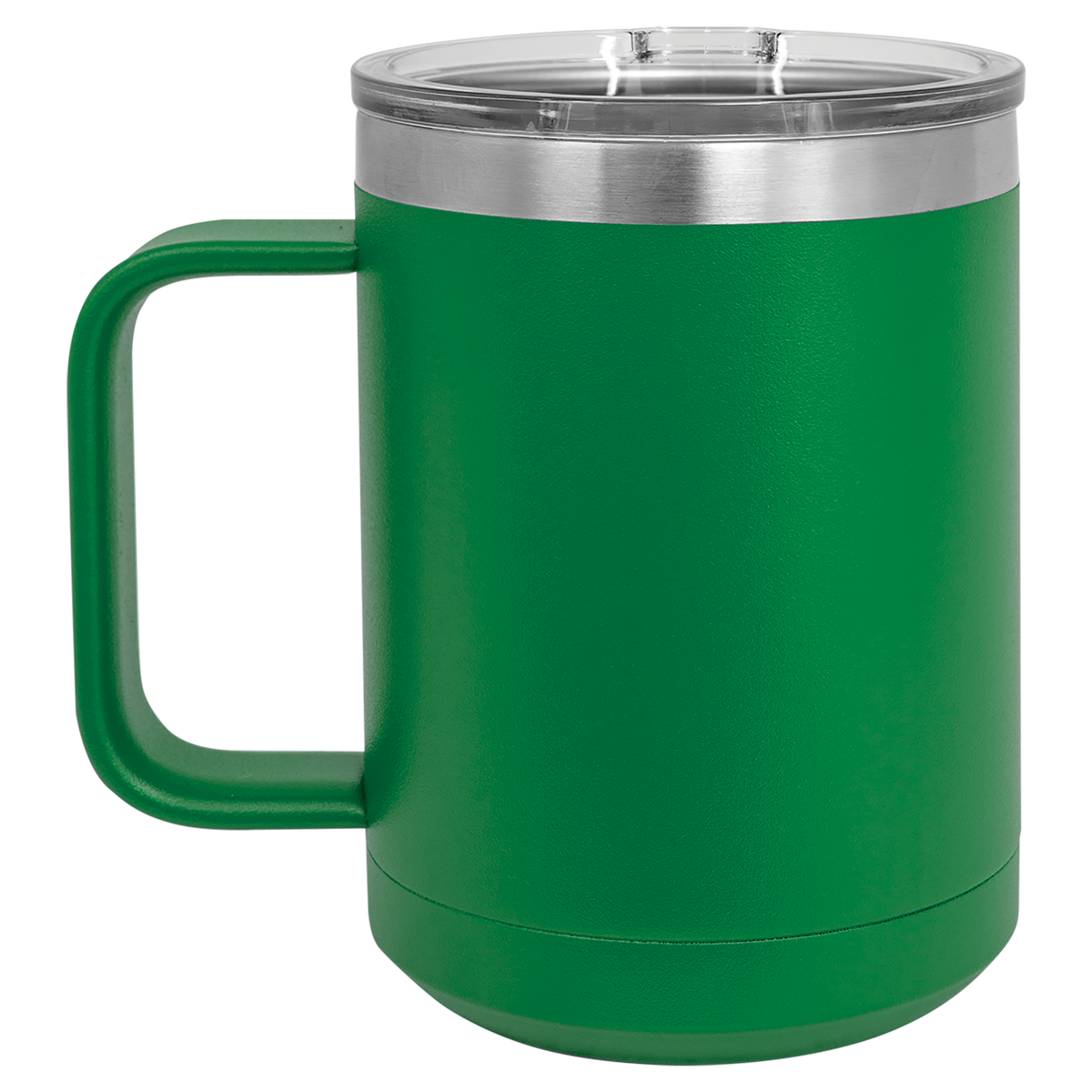 Green with Silver Engraving 15 Oz Coffee Mug - Laser Engraved Drinkware