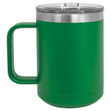 Green with Silver Engraving 15 Oz Coffee Mug - Laser Engraved Drinkware