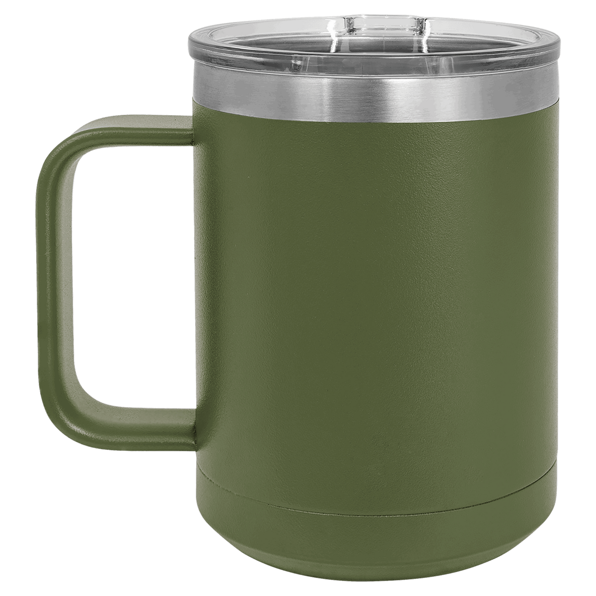 Olive Green with Silver Engraving 15 Oz Coffee Mug - Laser Engraved Drinkware