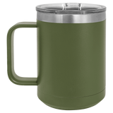 Olive Green with Silver Engraving 15 Oz Coffee Mug - Laser Engraved Drinkware