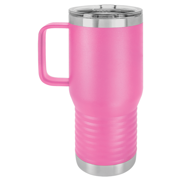 Pink with Silver Engraving 20oz Coffee Mug - Laser Engraved Drinkware