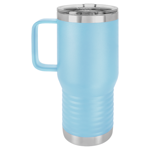 Light Blue with Silver Engraving 20oz Coffee Mug - Laser Engraved Drinkware