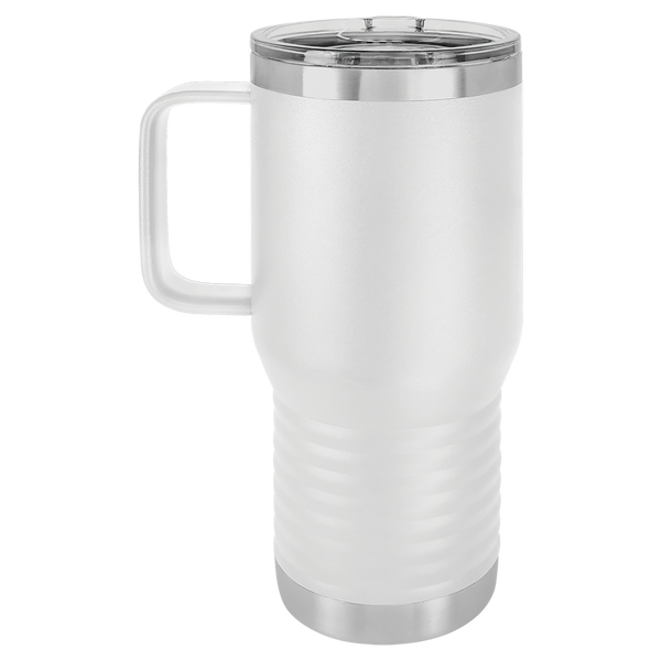 White with Silver Engraving 20oz Coffee Mug - Laser Engraved Drinkware