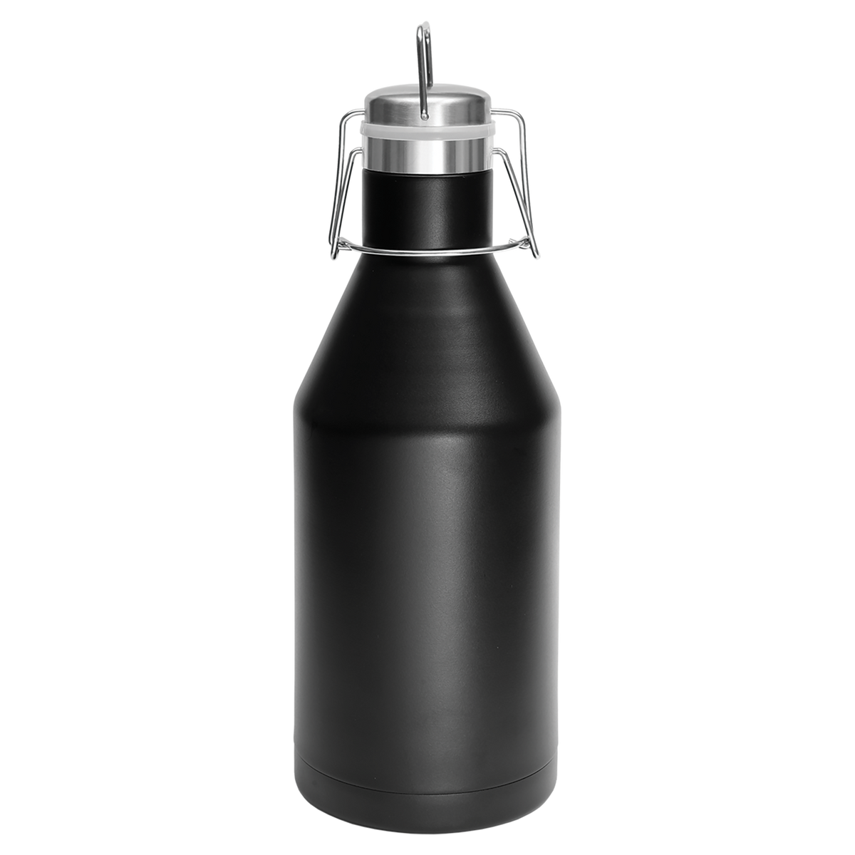 Matte Black with Silver Engraving 64 Oz Growler Tumbler - Laser Engraved Drinkware