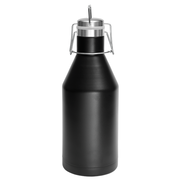 Matte Black with Silver Engraving 64 Oz Growler Tumbler - Laser Engraved Drinkware