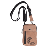 Blush Urban Crossbody Bag — vegan leather with magnetic phone pocket, zippered section, and belt loop, shown from the front.